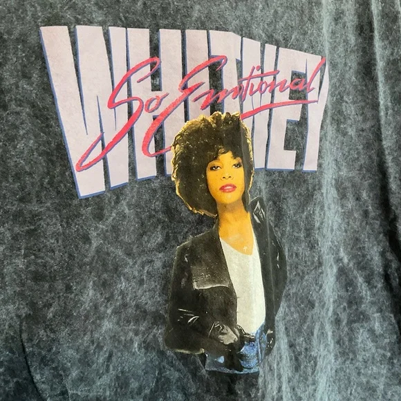 Whitney Houston So Emotional Acid Wash Boxy Fit Oversized Graphic Tee - Picture 2 of 4
